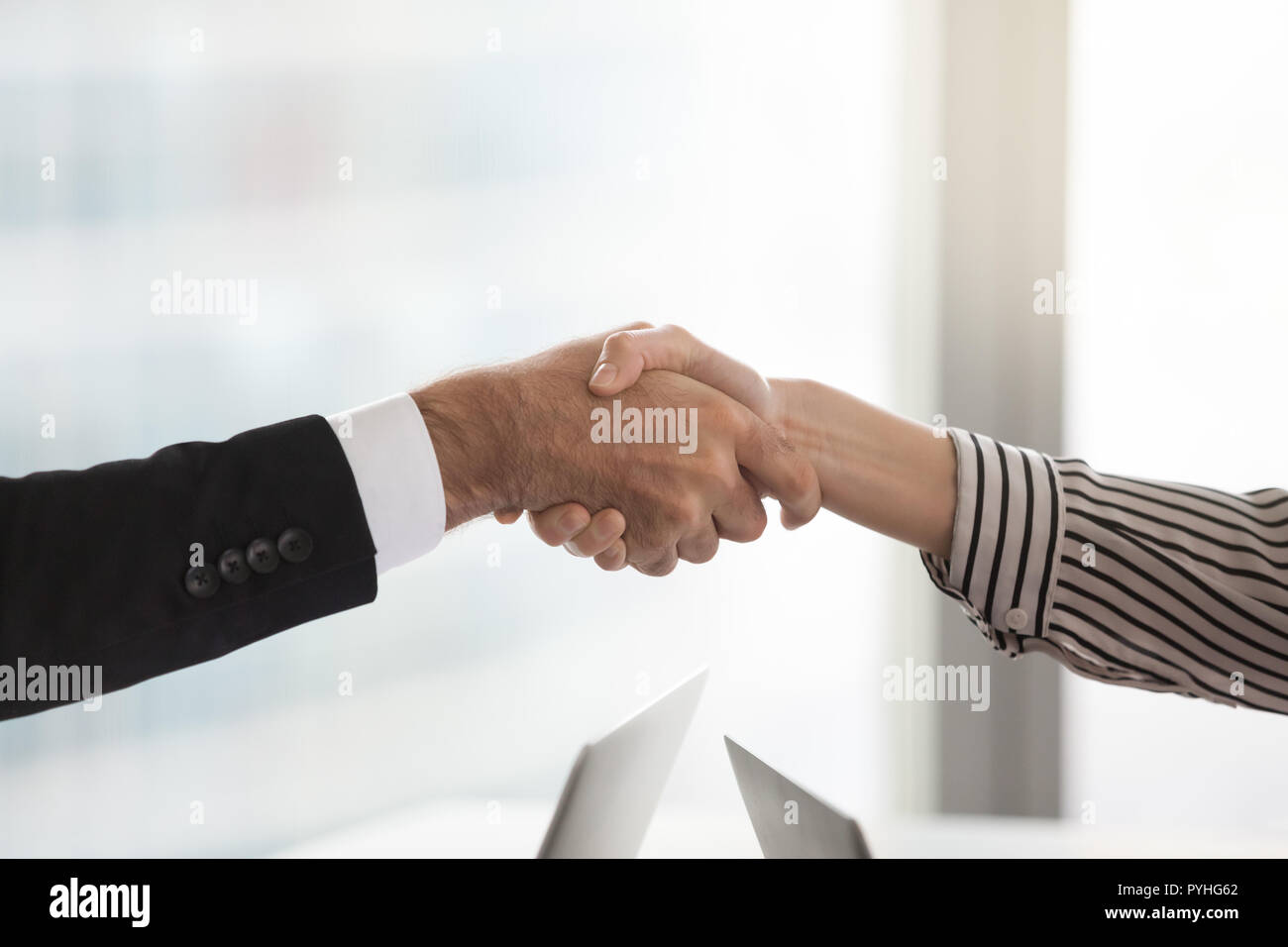 Close up handshake of two successful business partner Stock Photo