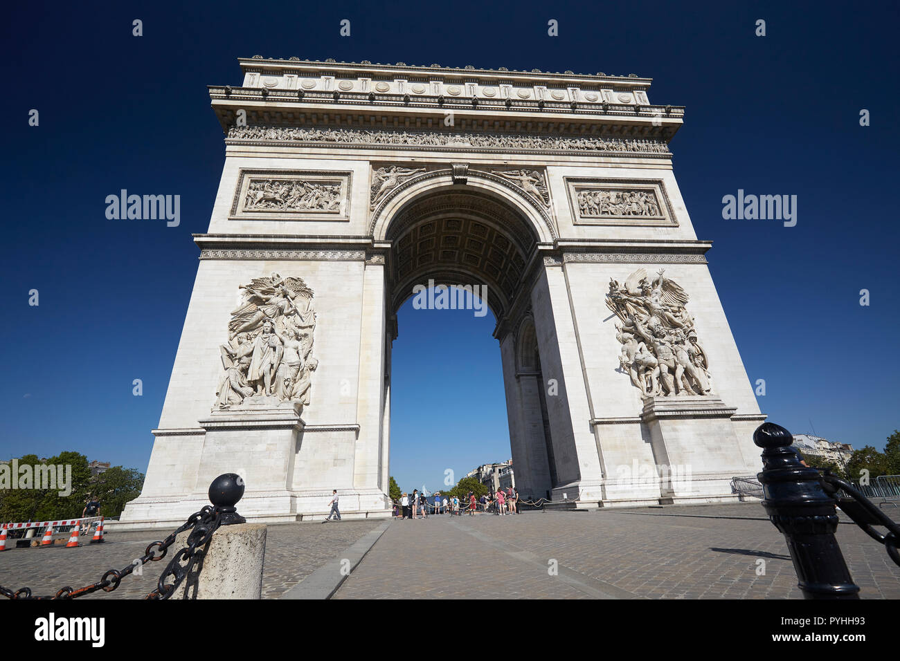Paris, France - The Arc de Triomphe, landmark of the French capital at the Place Charles-de-Gaulle Stock Photo