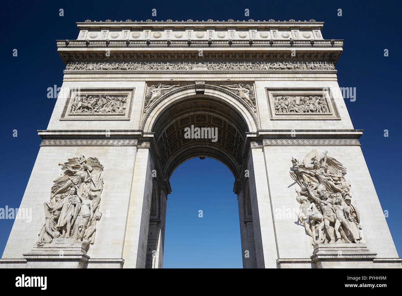 Paris, France - The Arc de Triomphe, landmark of the French capital at the Place Charles-de-Gaulle Stock Photo