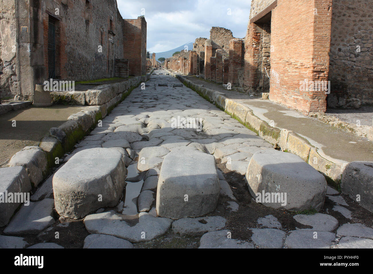 The ancient Roman towncity Pompeii destroyed and buried under volcanic