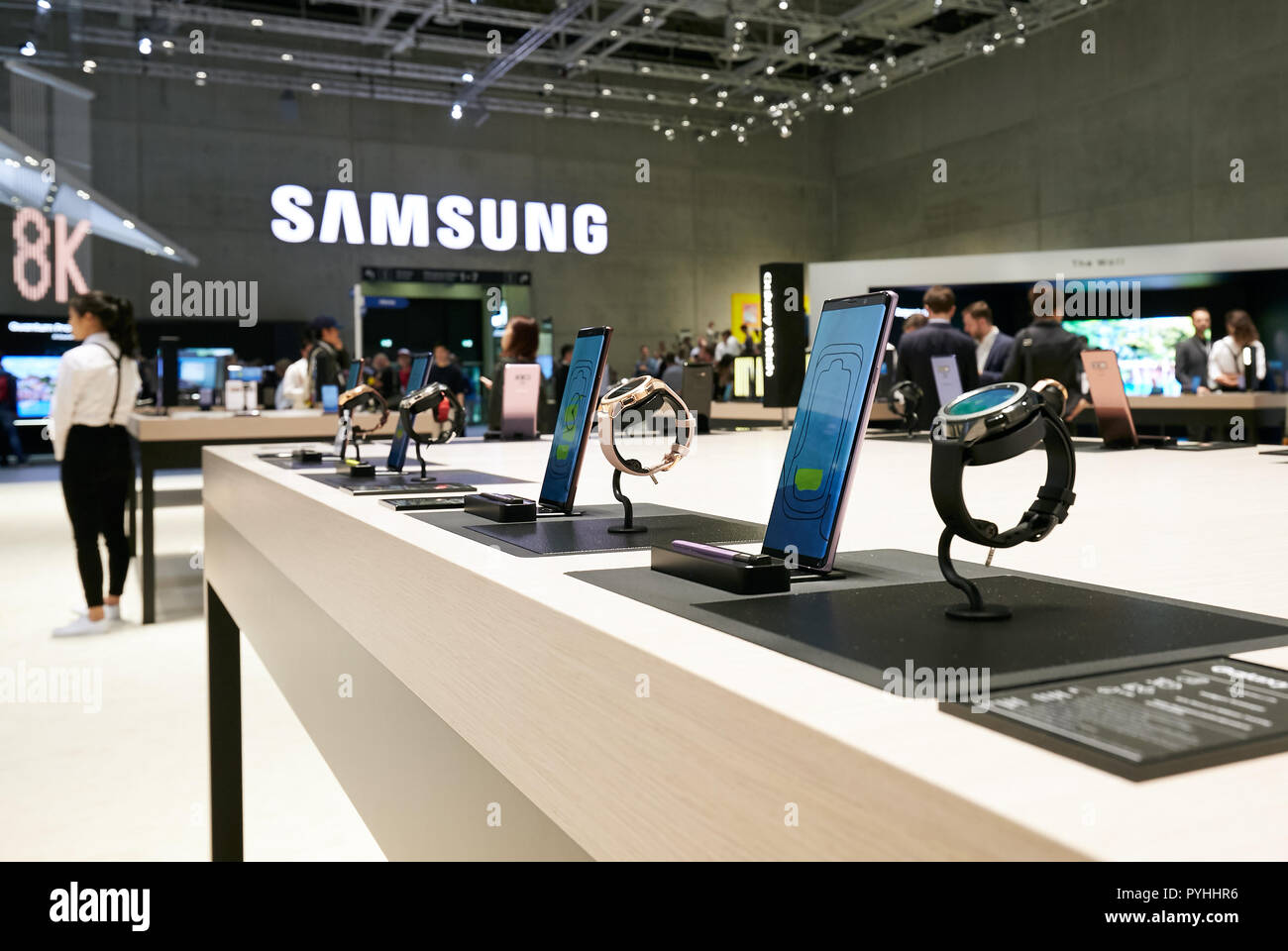 Berlin, Germany - The Korean company SAMSUNG presents its new products Galaxy Note9 and Galaxy Watch at IFA 2018. Stock Photo