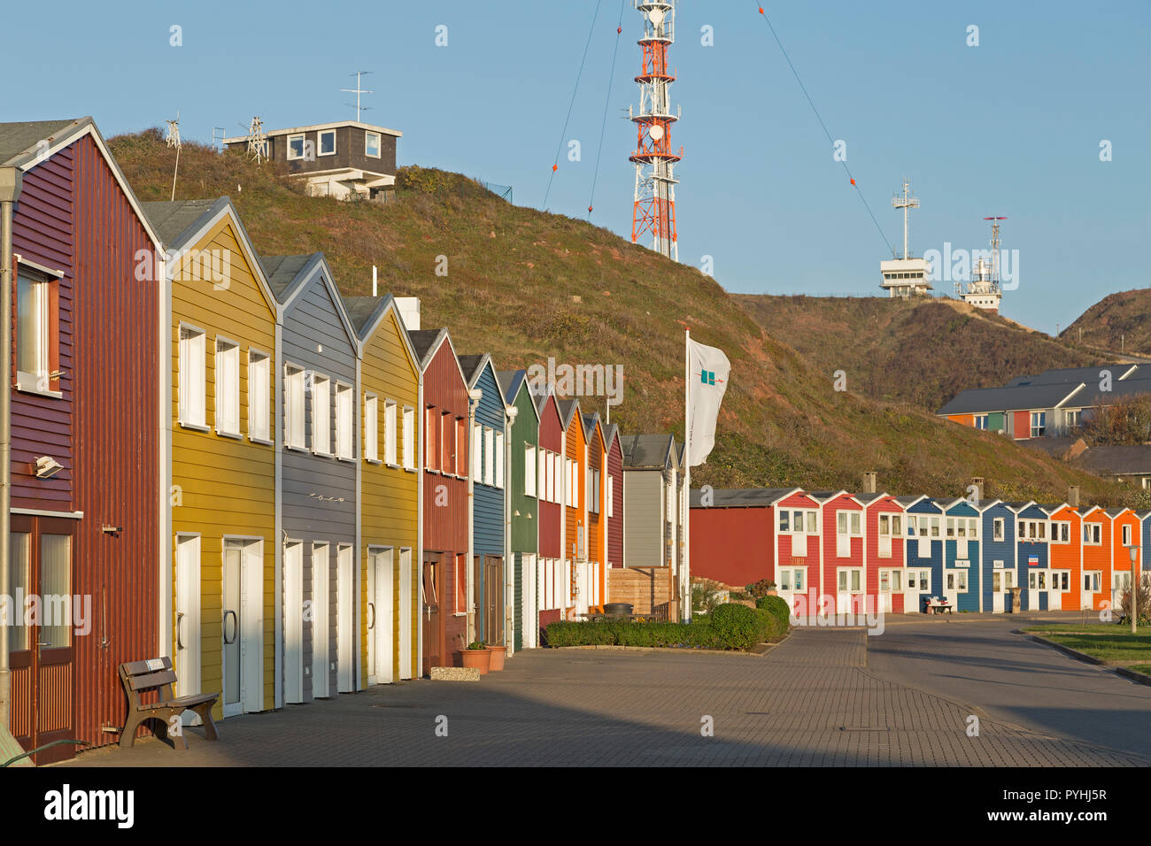 Hummerbuden (lobster huts), Heligoland, Schleswig-Holstein, Germany Stock Photo