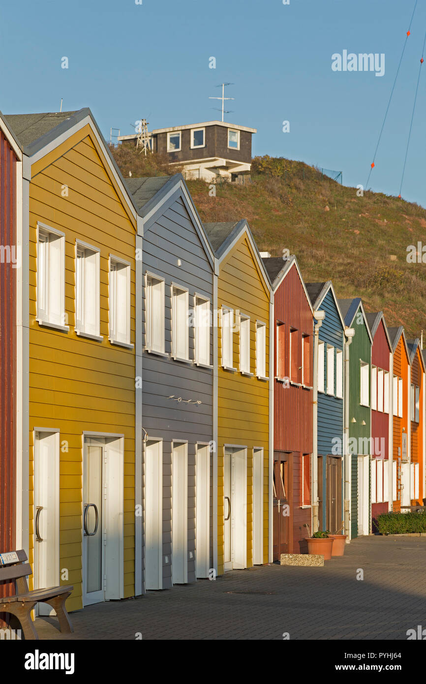 Hummerbuden (lobster huts), Heligoland, Schleswig-Holstein, Germany Stock Photo