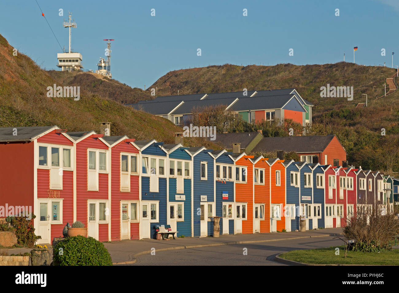 Hummerbuden (lobster huts), Heligoland, Schleswig-Holstein, Germany Stock Photo