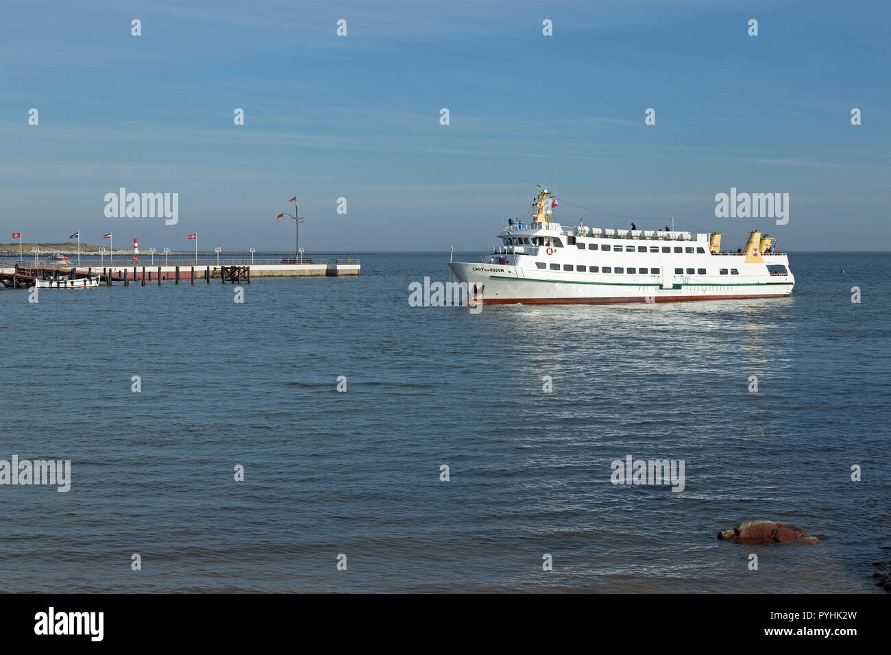 excursion boat Lady von Buesum, Heligoland, Schleswig-Holstein, Germany Stock Photo