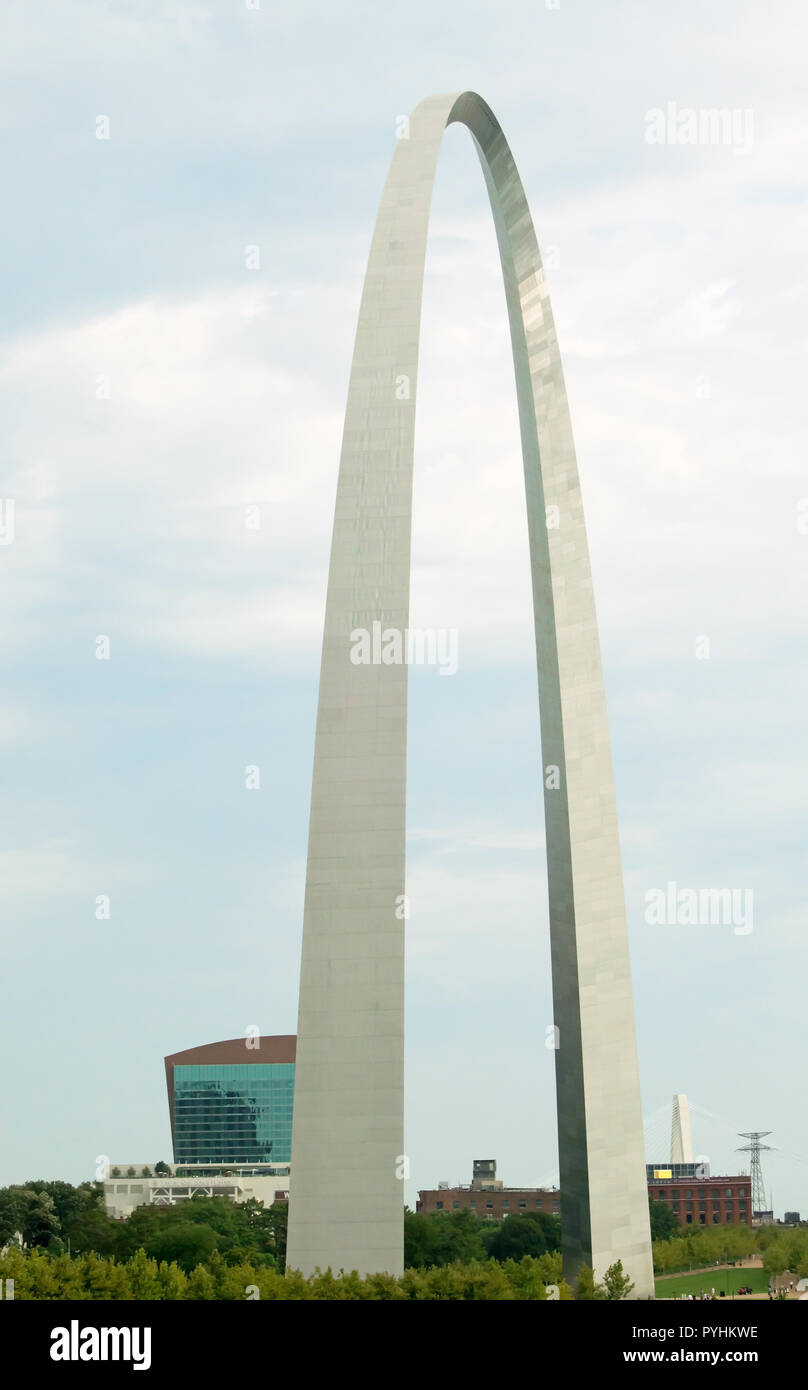 The St. Louis arch from a sharp side angle. Stock Photo