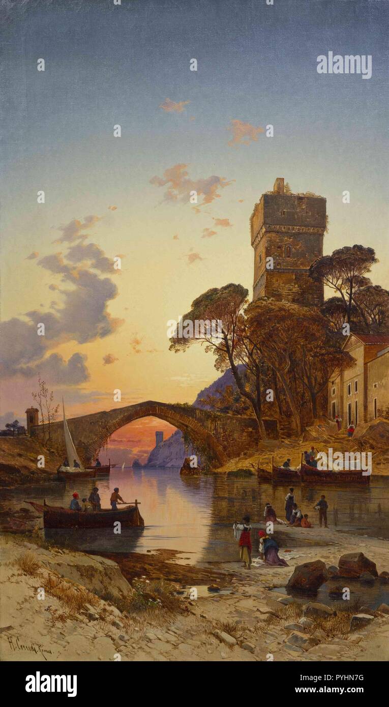 Hermann David Salomon Corrodi(Italian, 1844-1905)Fishing on the Bank of the  Tiber.jpg - PYHN7G Stock Photo - Alamy