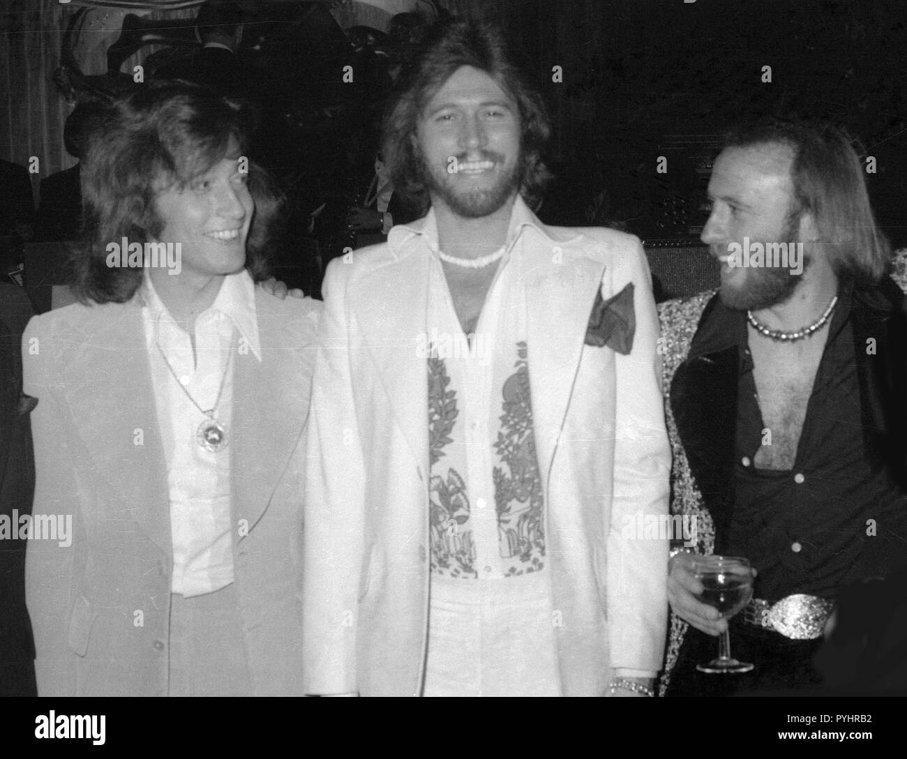 Robin Gibb Barry Gibb Maurice Gibb 1977 Photo By John Barrett/PHOTOlink Stock Photo