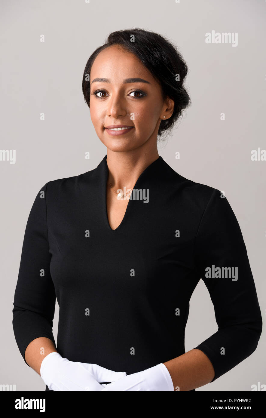 Flight Attendant Portrait Stock Photo Alamy
