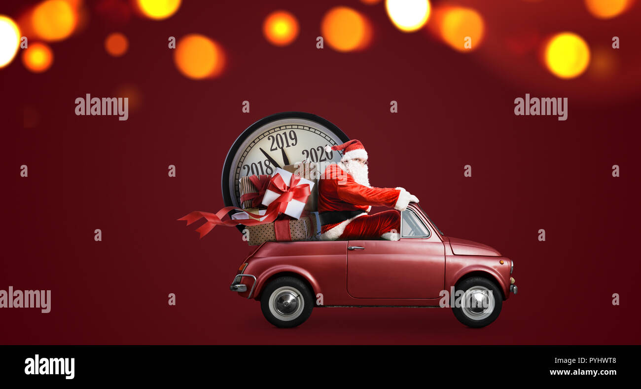 Santa claus countdown on car stock photo alamy
