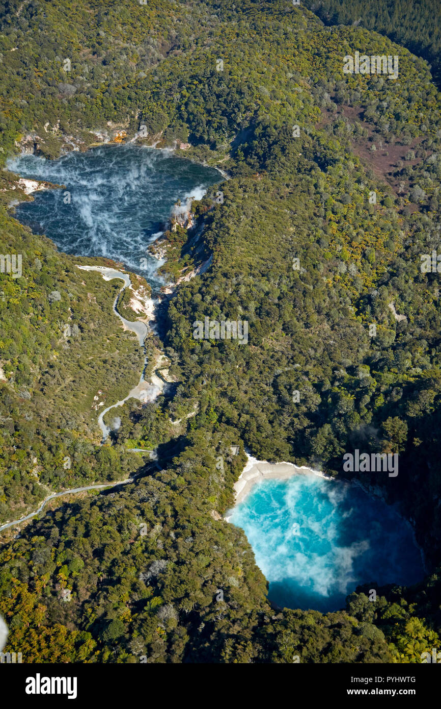 Frying Pan Lake (top) and Inferno Crater, Waimangu Volcanic Valley