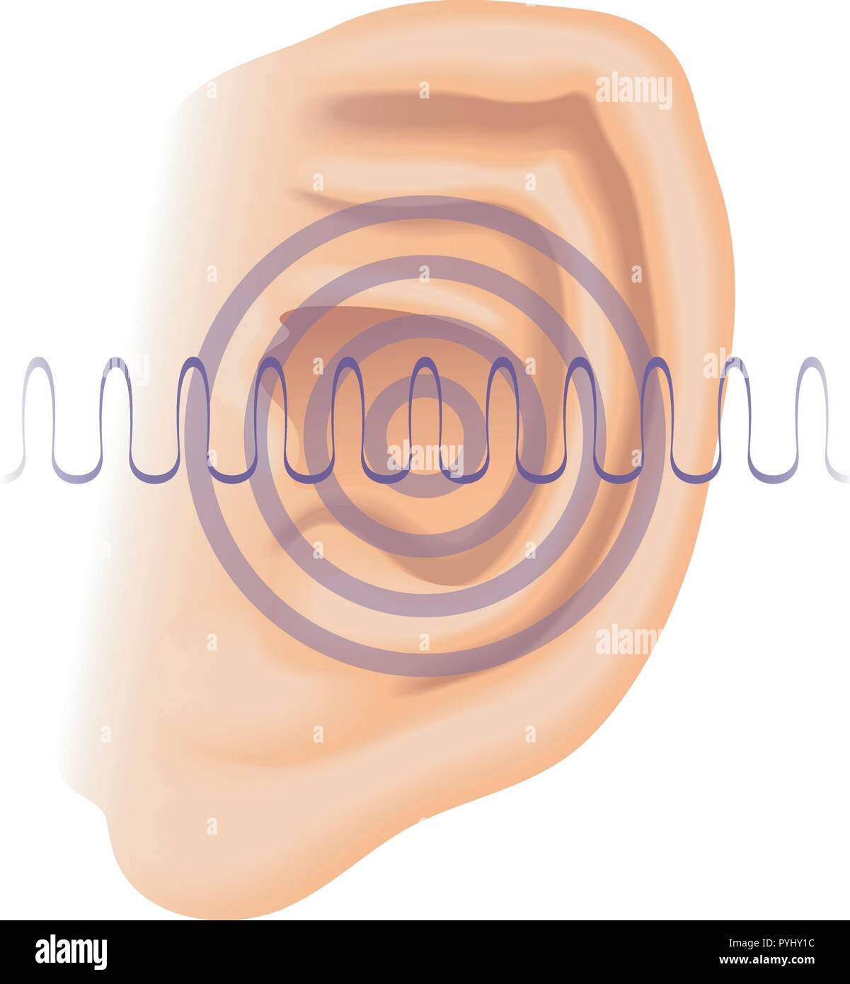 symbolic vector medical illustration of symptoms of tinnitus Stock Vector