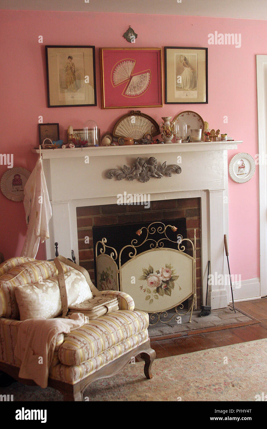 Details Around Fireplace In Old House Decorated In Elegant Classic
