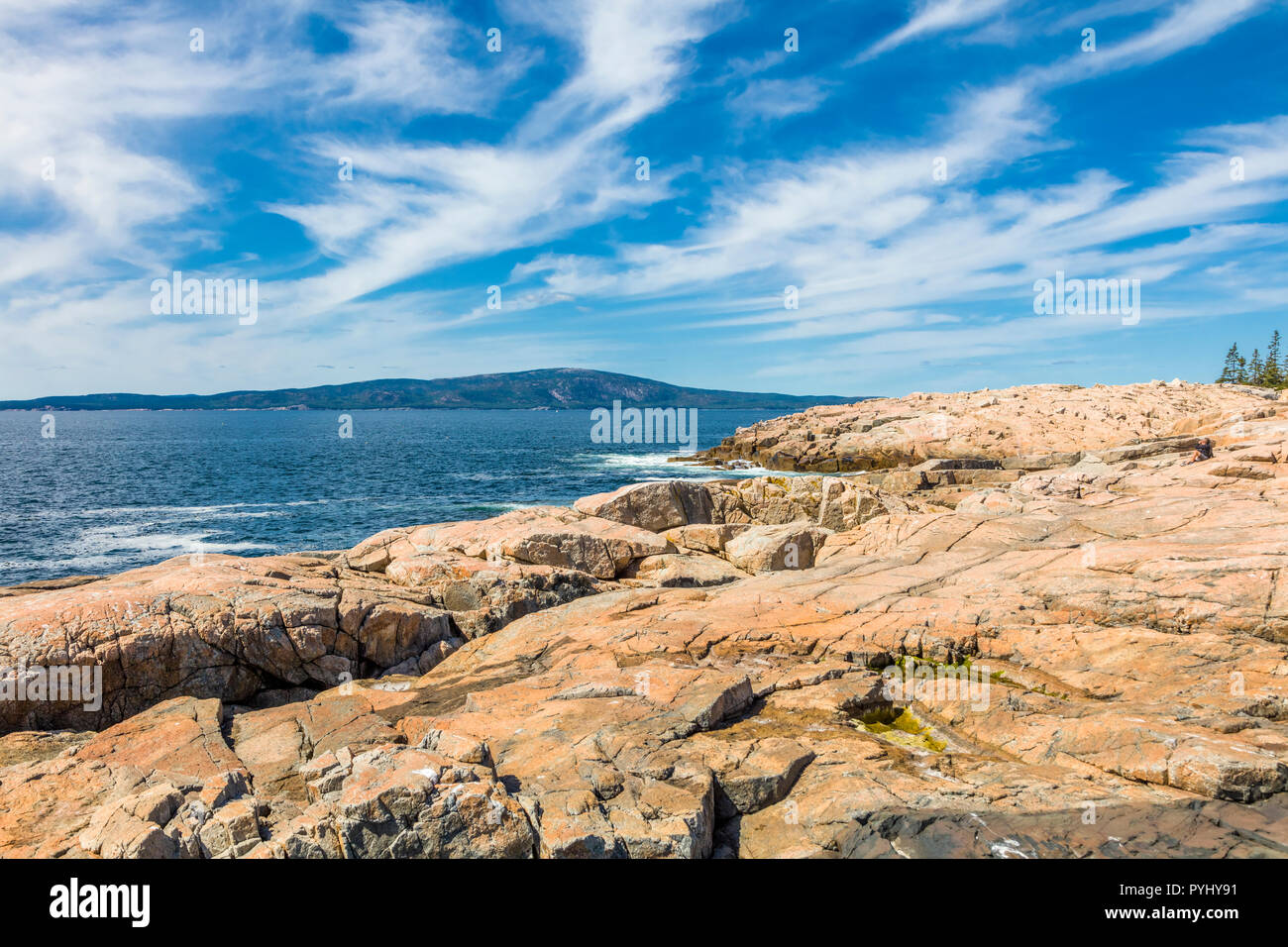 Schoodic Peninsula on the Atlantic Ocean in Acadia National Park on the coast of Maine in the United States Stock Photo