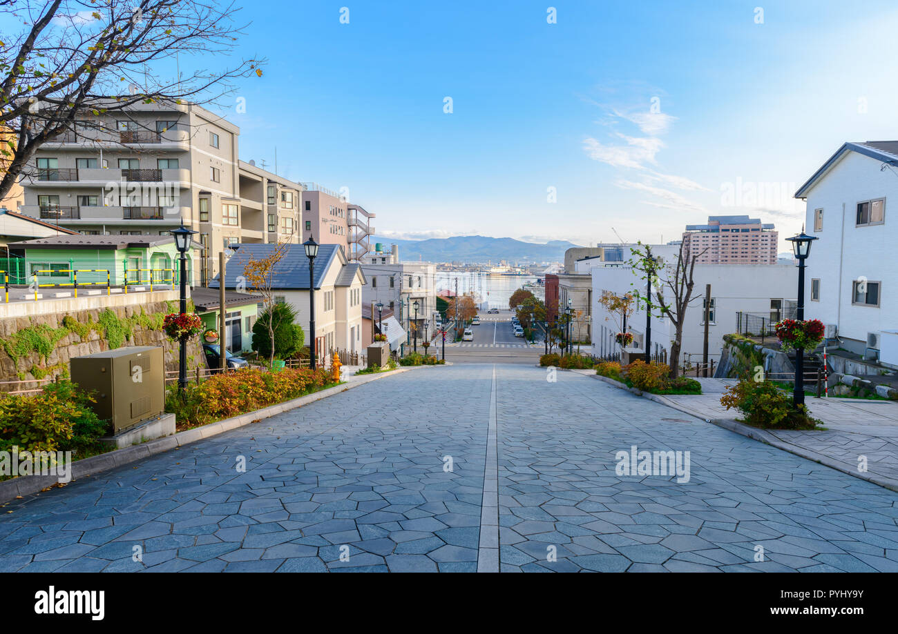Hachimanzaka slope in Hakodate Hokkaido Japan Stock Photo Alamy