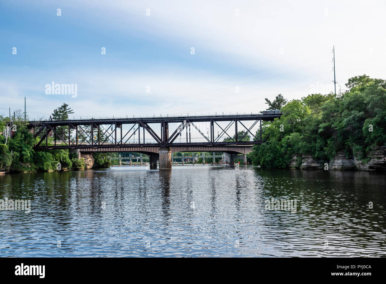 Bridge across the Wisconsin River at Wisconsin Dells, Wisconsin Stock Photo
