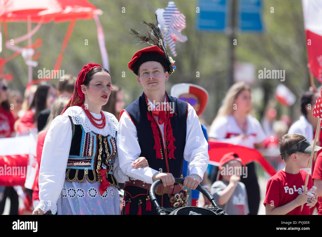Chicago, Illinois, USA - May 5, 2018: The Polish Constitution Day ...