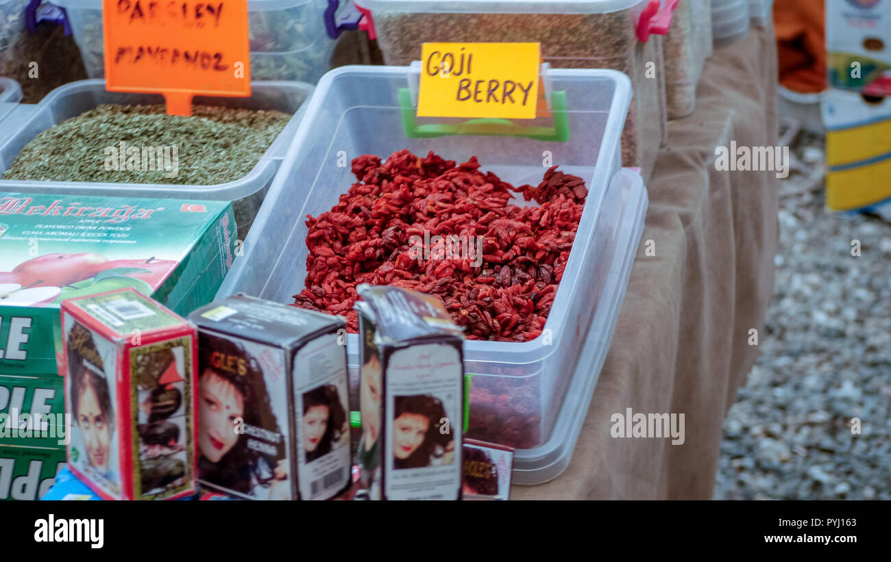 Dried Goji Berry for sale at Turkish Market Stock Photo Alamy