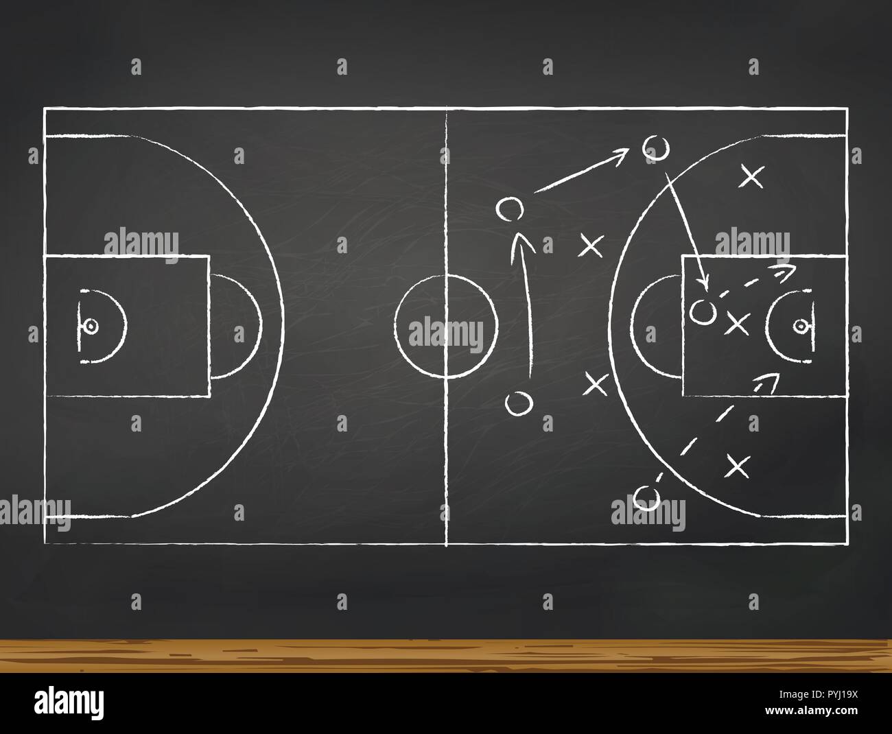 Basketball play tactics strategy drawn on chalk board. Top view Stock Vector  Image & Art - Alamy
