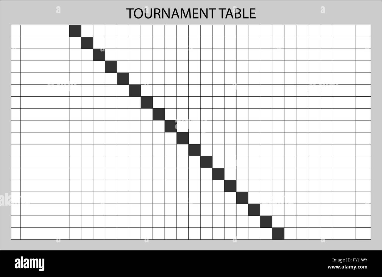 TEAM results table template. Summary tournament table. Vector Stock Vector