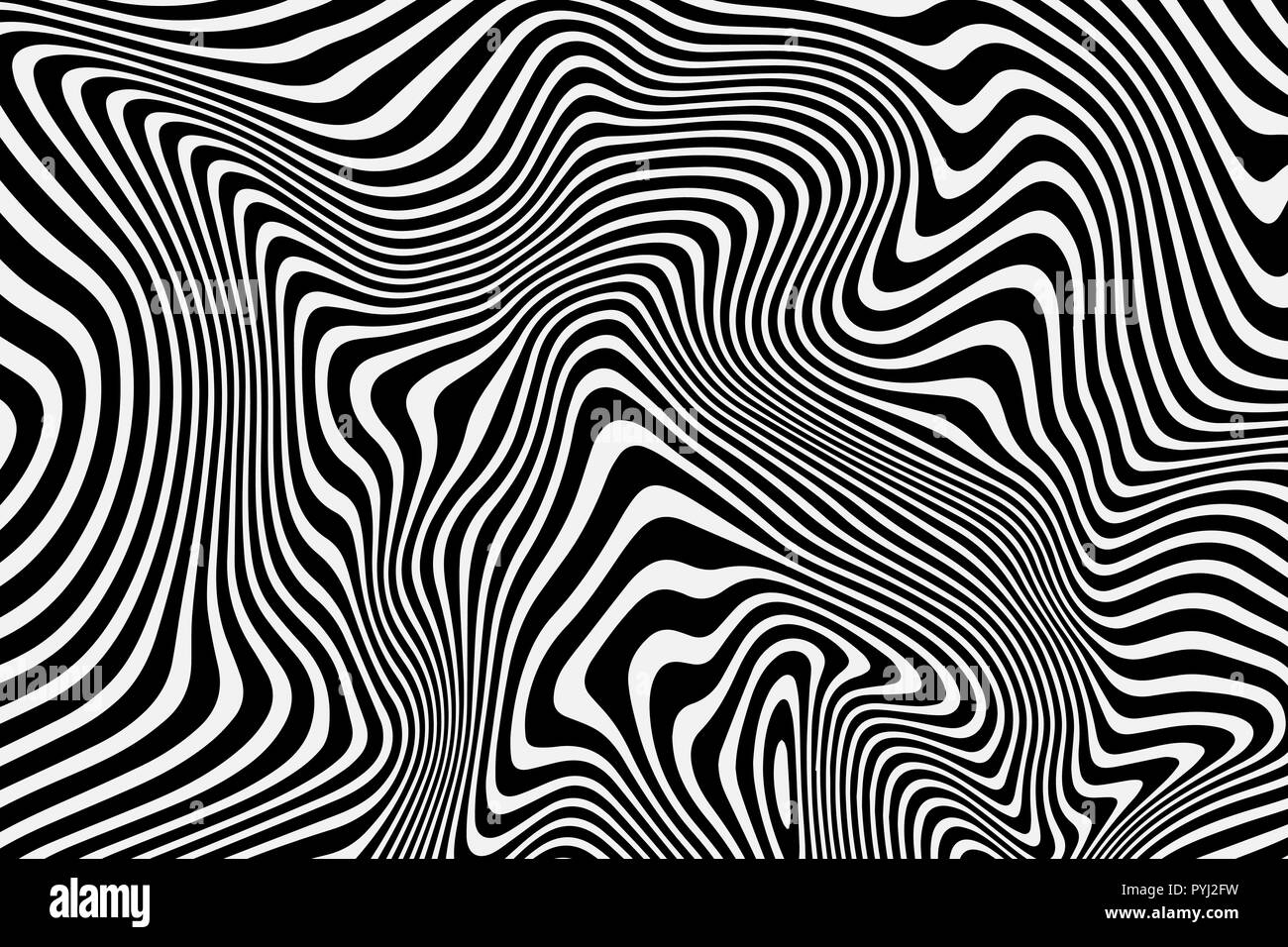 Wavy stripes background with curved ripple lines. Vector zebra texture ...