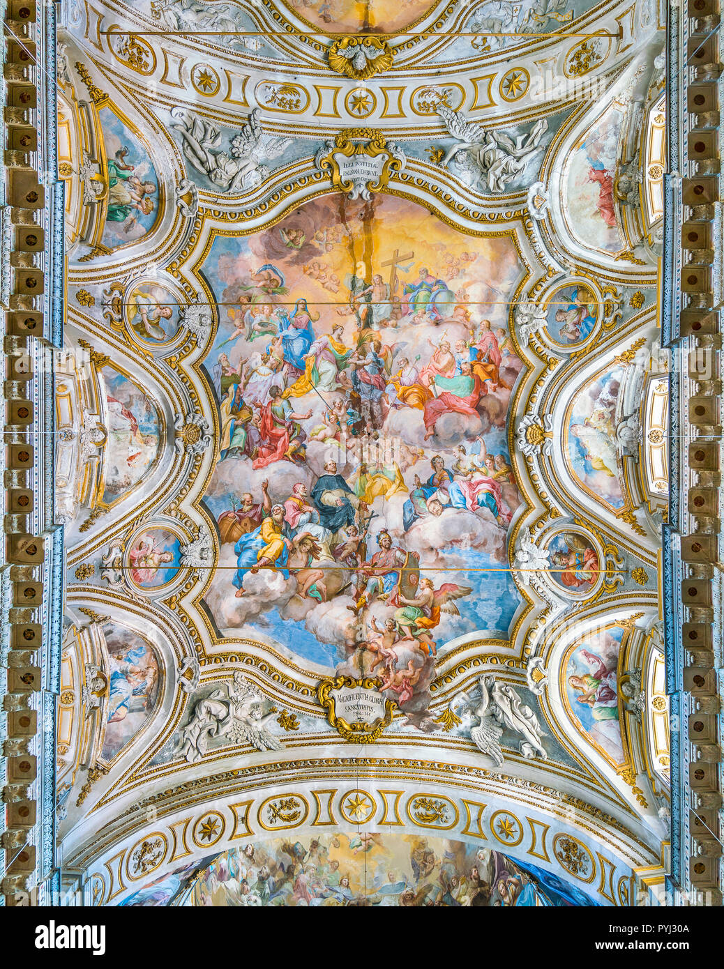 Fresco 'Trionfo di Santa Caterina' by Filippo Randazzo in the Church of Santa Caterina in Palermo. Sicily, southern Italy. Stock Photo