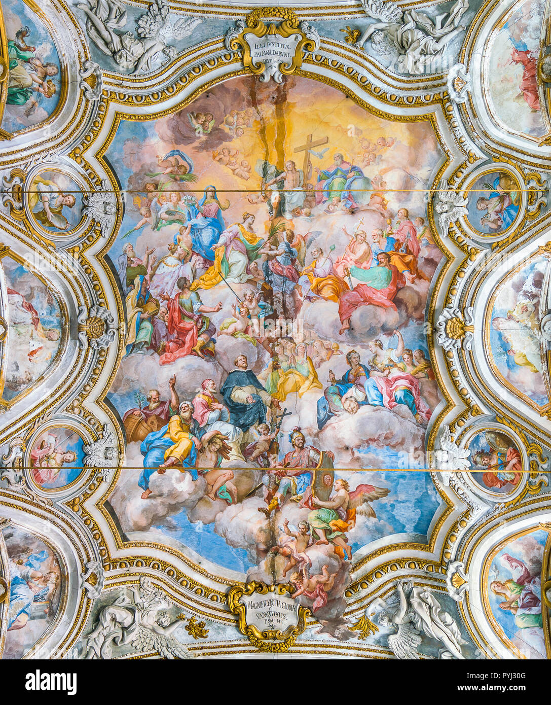 Fresco 'Trionfo di Santa Caterina' by Filippo Randazzo in the Church of Santa Caterina in Palermo. Sicily, southern Italy. Stock Photo