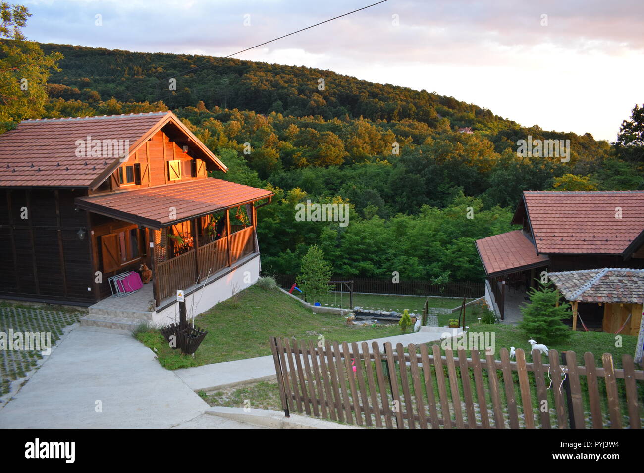Rural courtyard on a Mount Kosmaj, Serbia (rural turism) Stock Photo