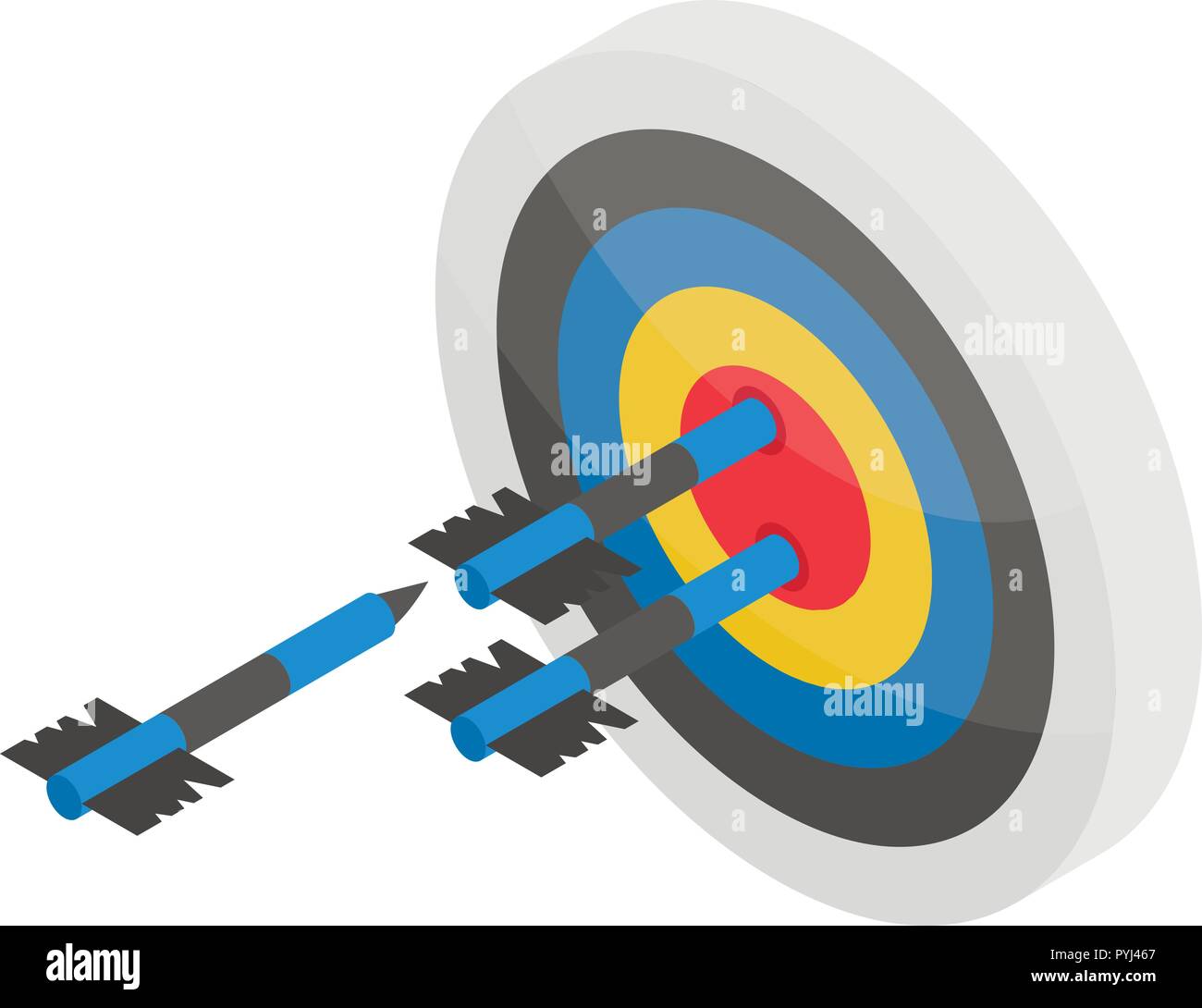 Arch shooting on target icon, isometric style Stock Vector