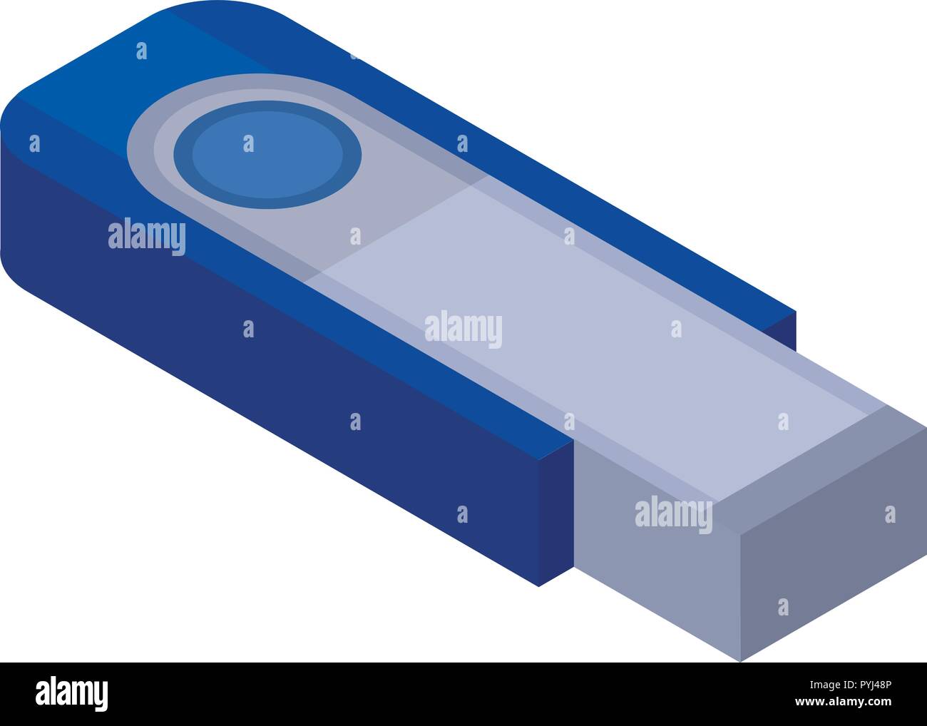Blue metal usb icon, isometric style Stock Vector