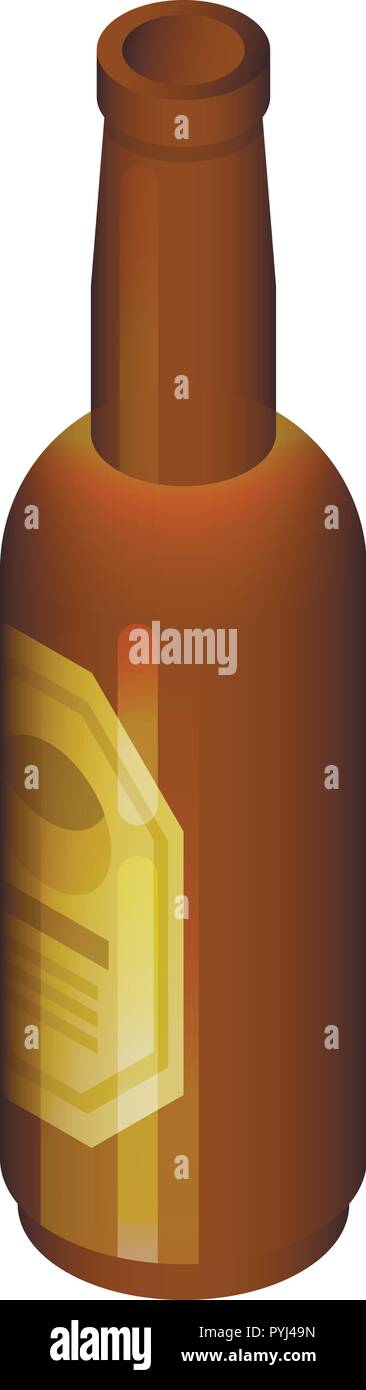 Black beer bottle icon, isometric style Stock Vector