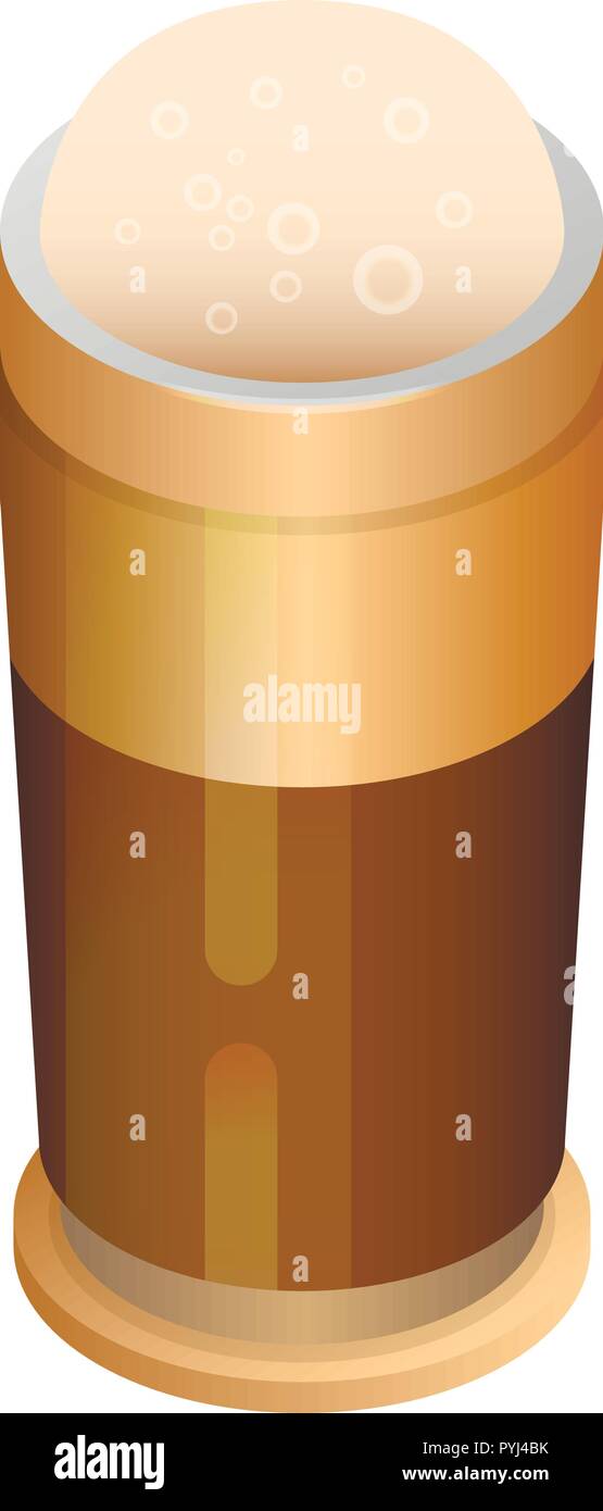 Black beer glass icon, isometric style Stock Vector