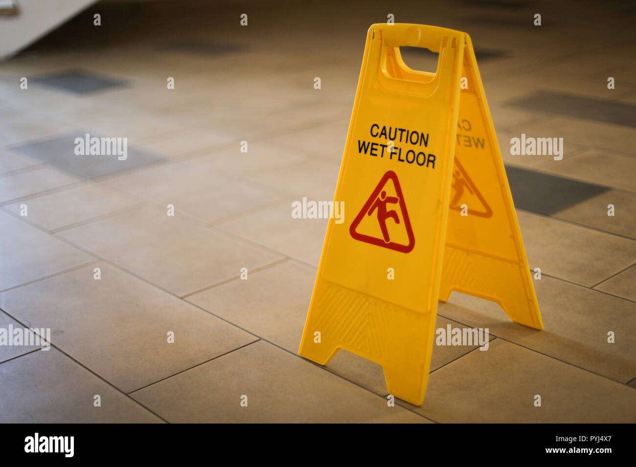 Wet floor sign Stock Photo