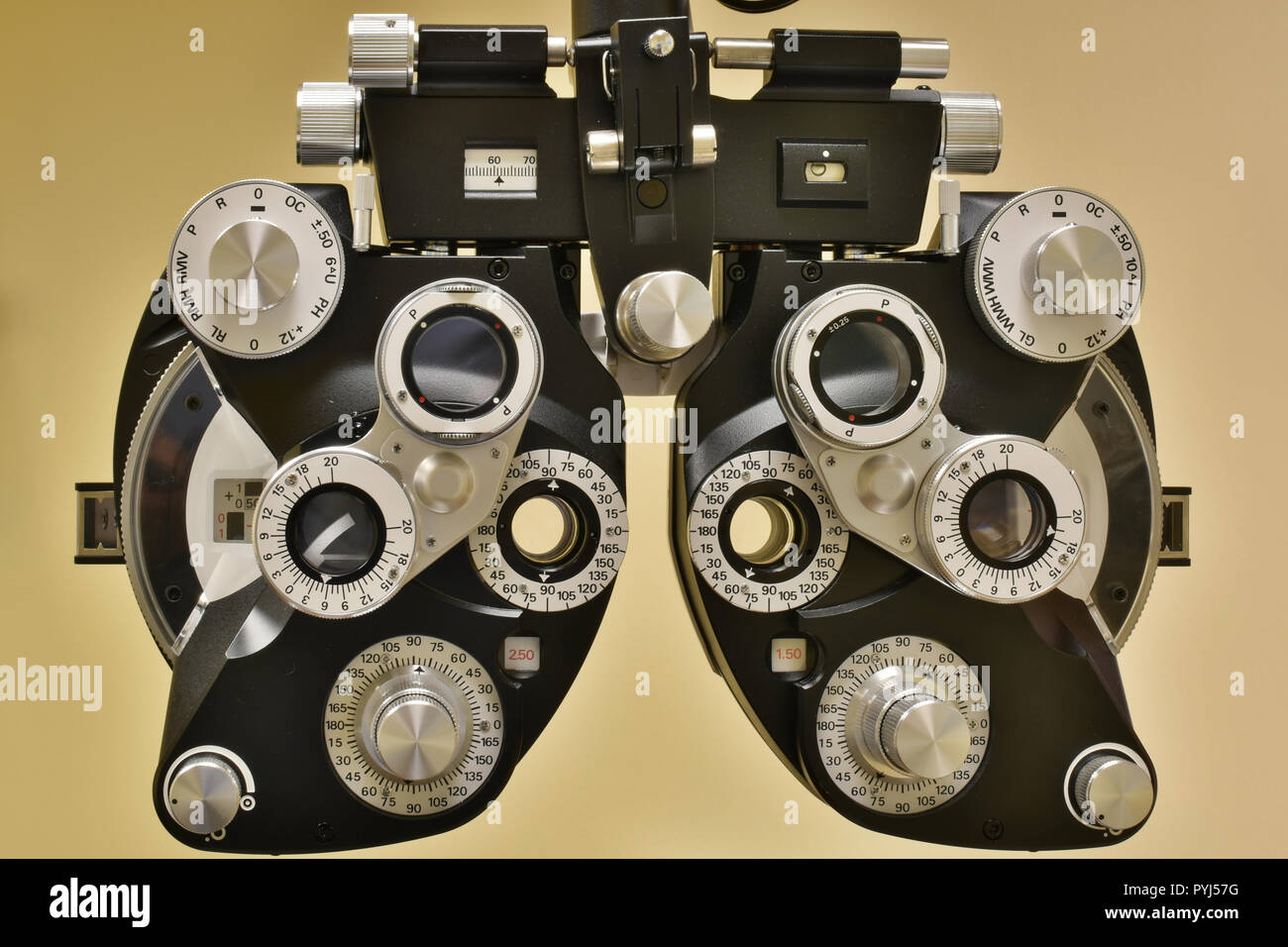 Phoropter machine, glasses preseciption machin Stock Photo