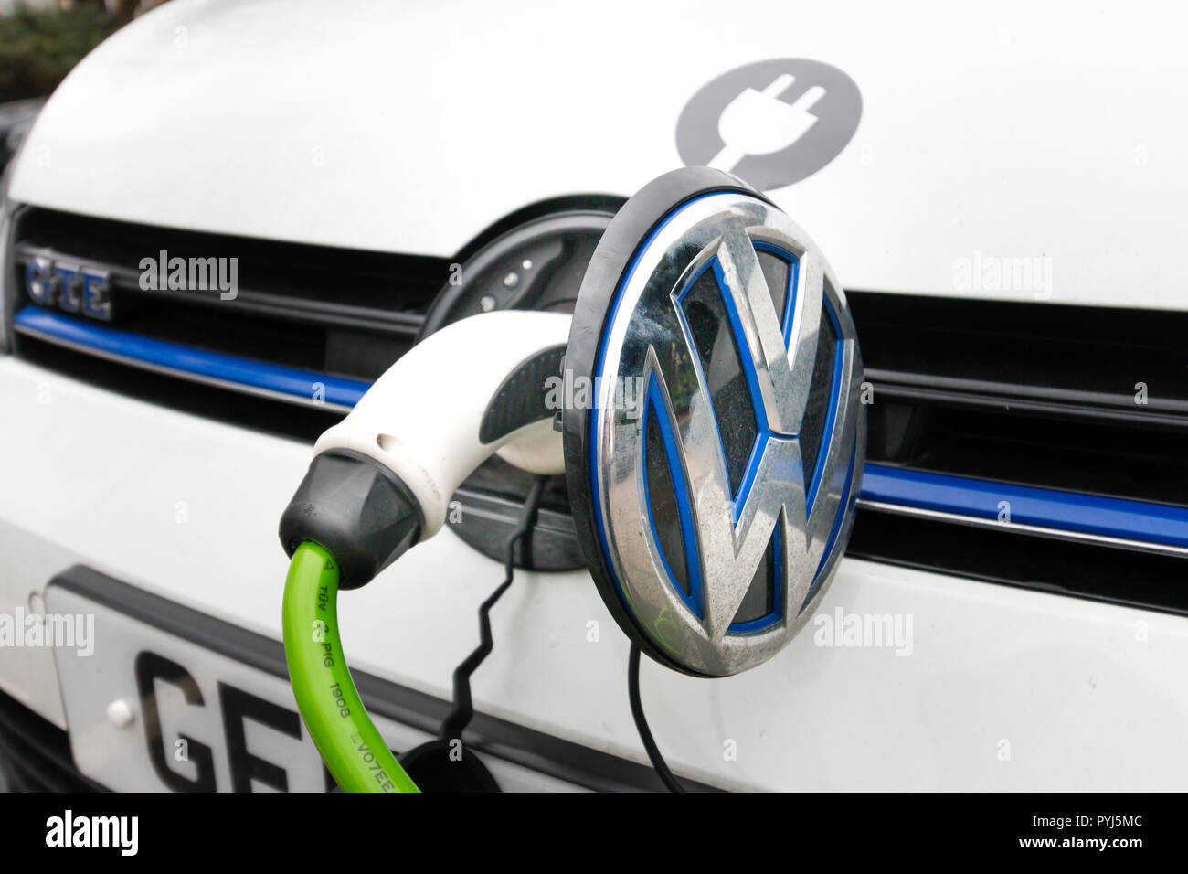 Close up of a VW electric car charging Stock Photo