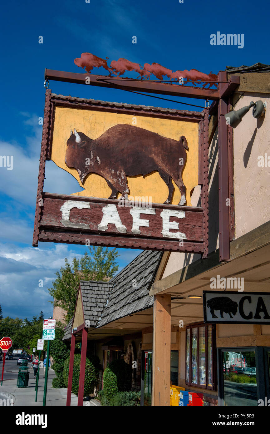 Buffalo Cafe sign in Whitefish, Montana Stock Photo Alamy