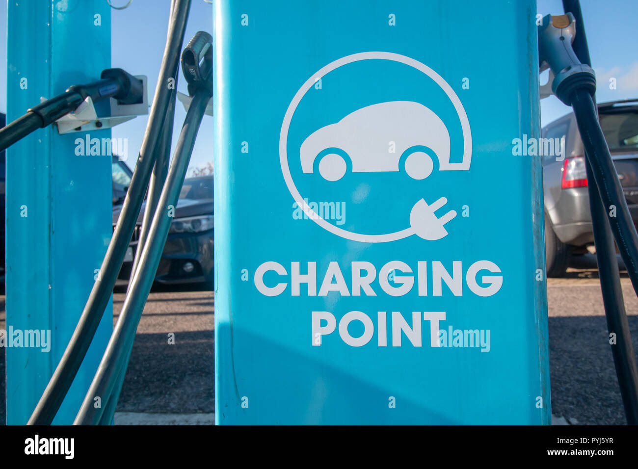 Electric car charging point Stock Photo