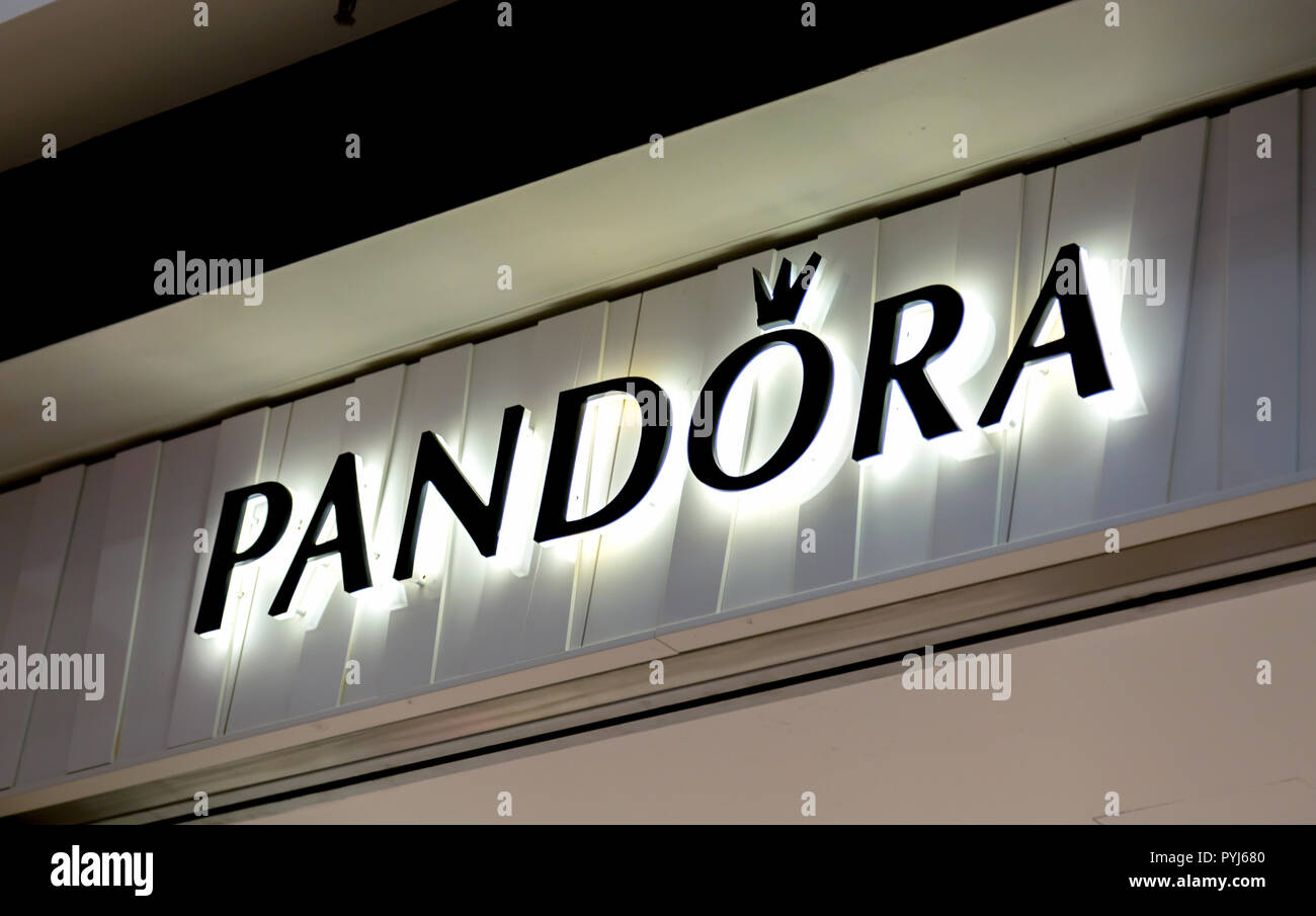 WETZLAR GERMANY August 29 2017 Logo Of A Pandora On A Bag Pandora Is 