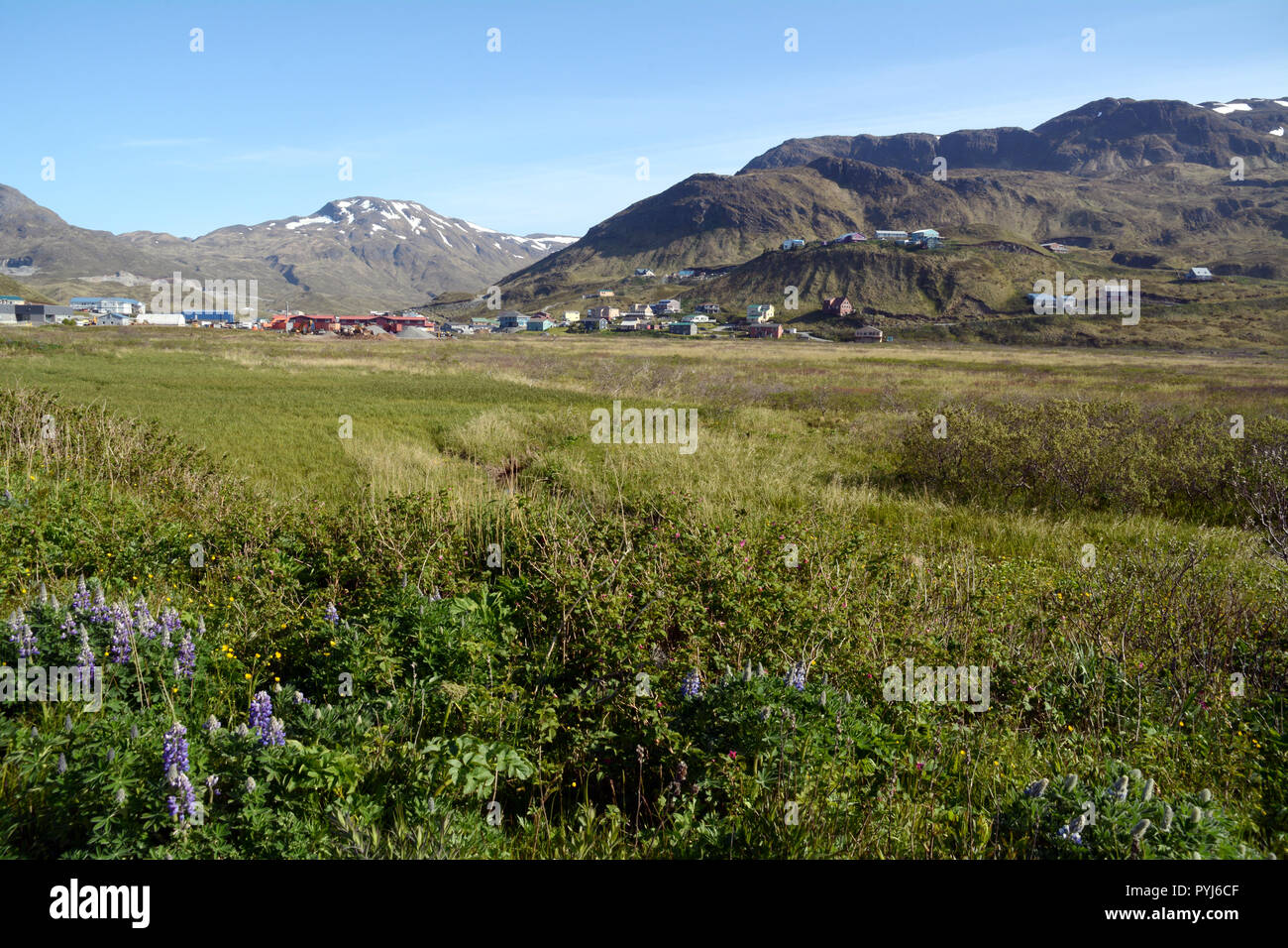 Part of the city of Unalaska, also known as Dutch Harbor, surrounded by