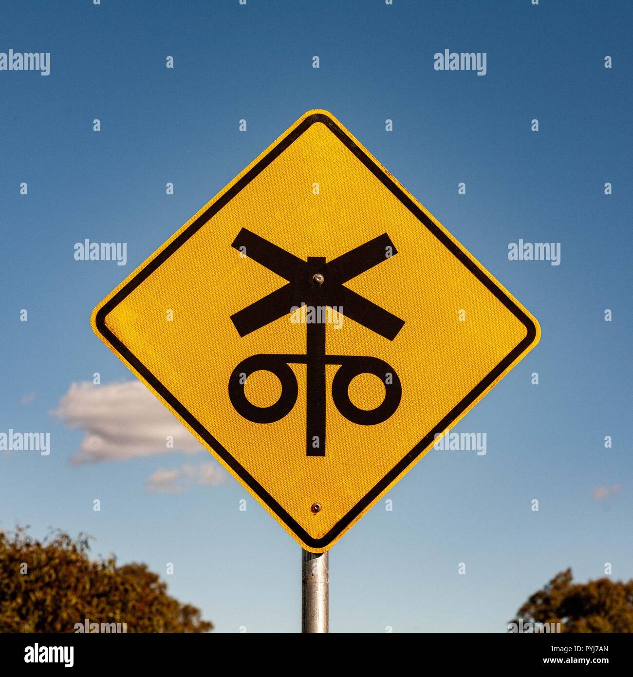 Train Or Railway Or Railroad Crossing Signs Found Along The Road On An Australian Outback Adventure Stock Photo Alamy
