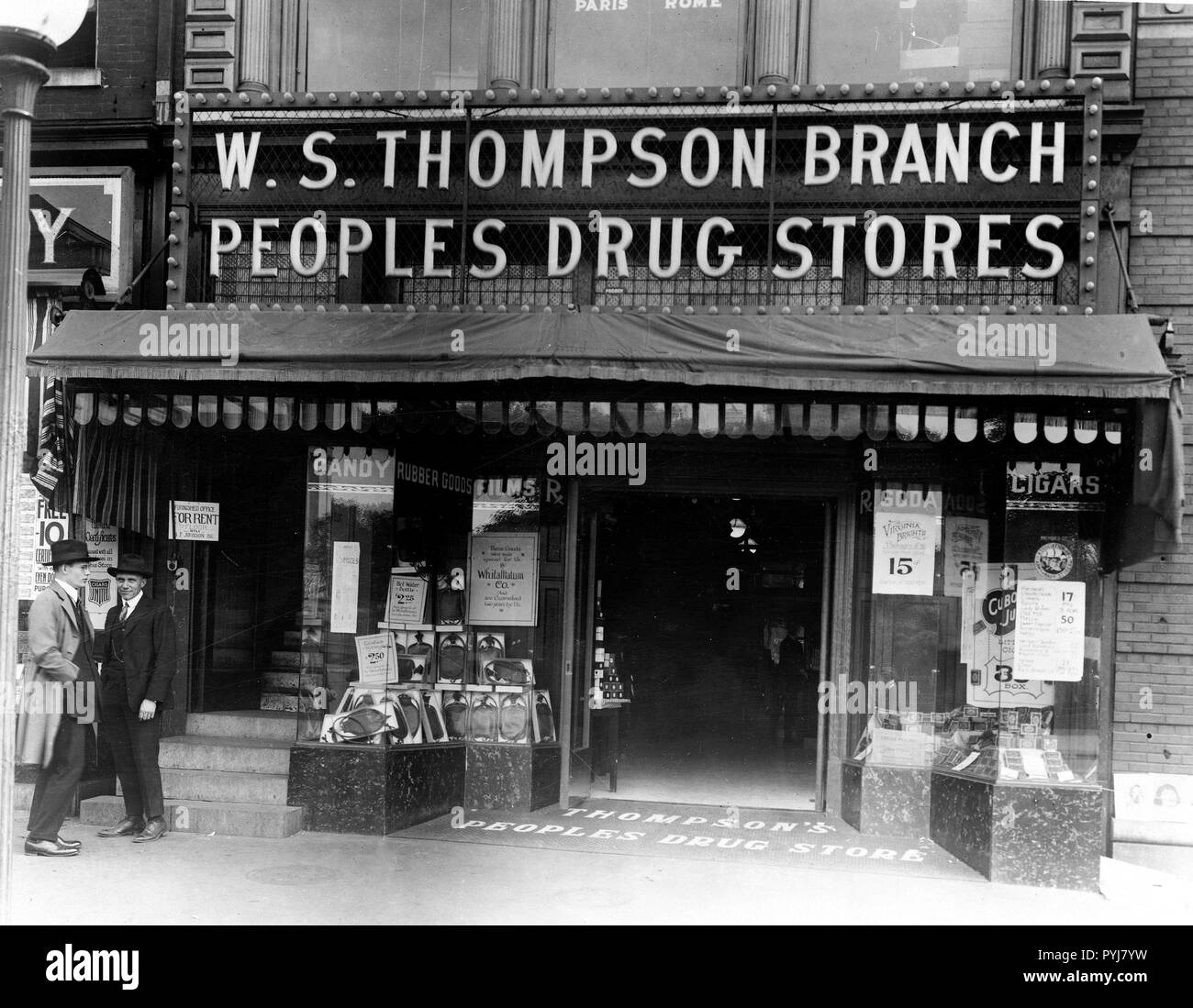 Display windows of People's Drug Store, W.S. Thompson Branch, 15th and New York Ave., Washington