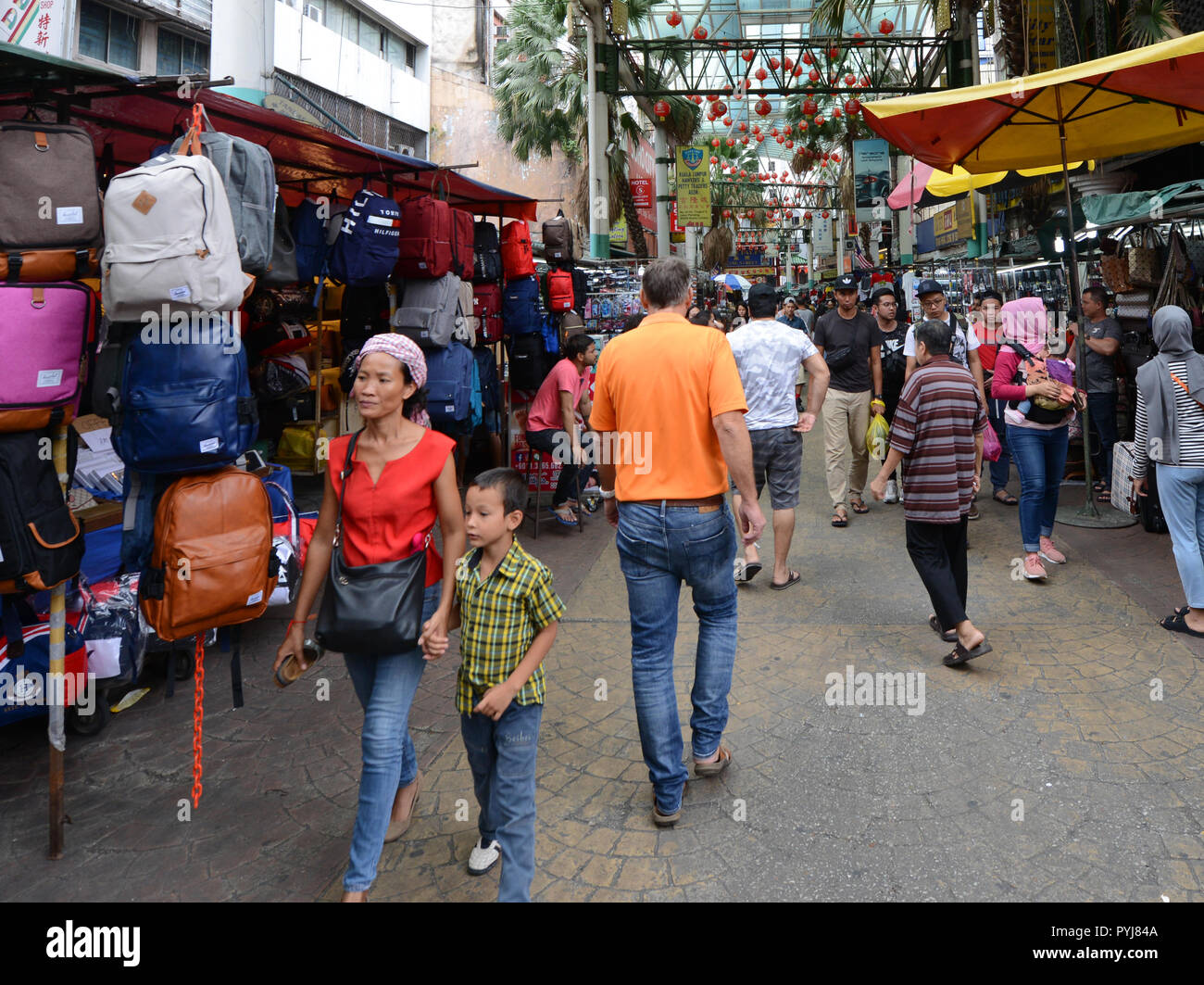 Petaling Street Market in China Town in Kuala Lumpur, Malaysia. Stock Photo