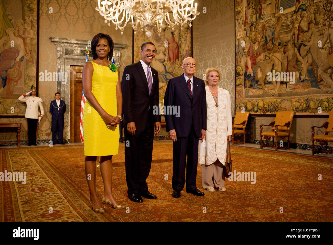 Michelle obama yellow dress hi res stock photography and images Alamy