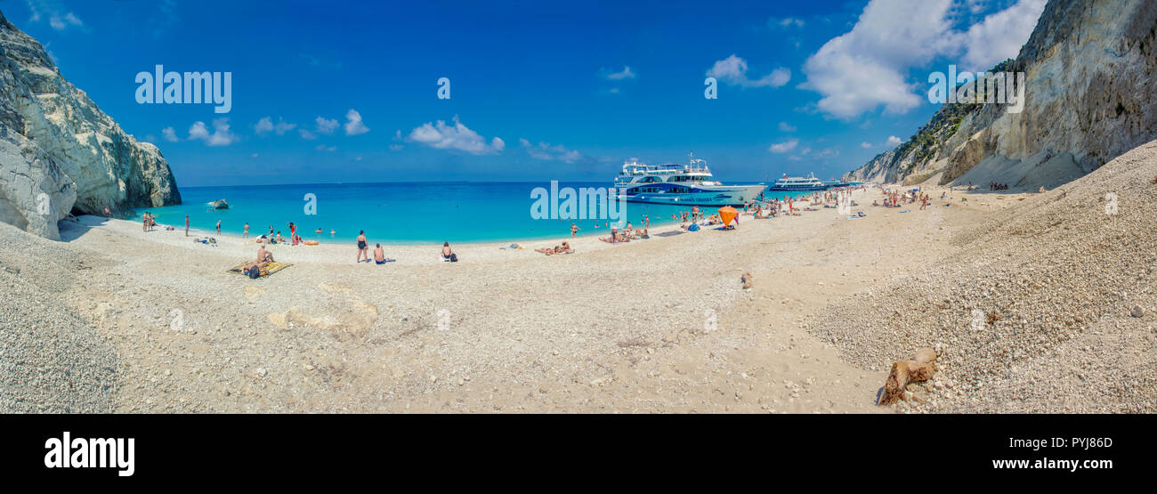 Lefkada Greece - Ionian sea - Egremni beach Stock Photo