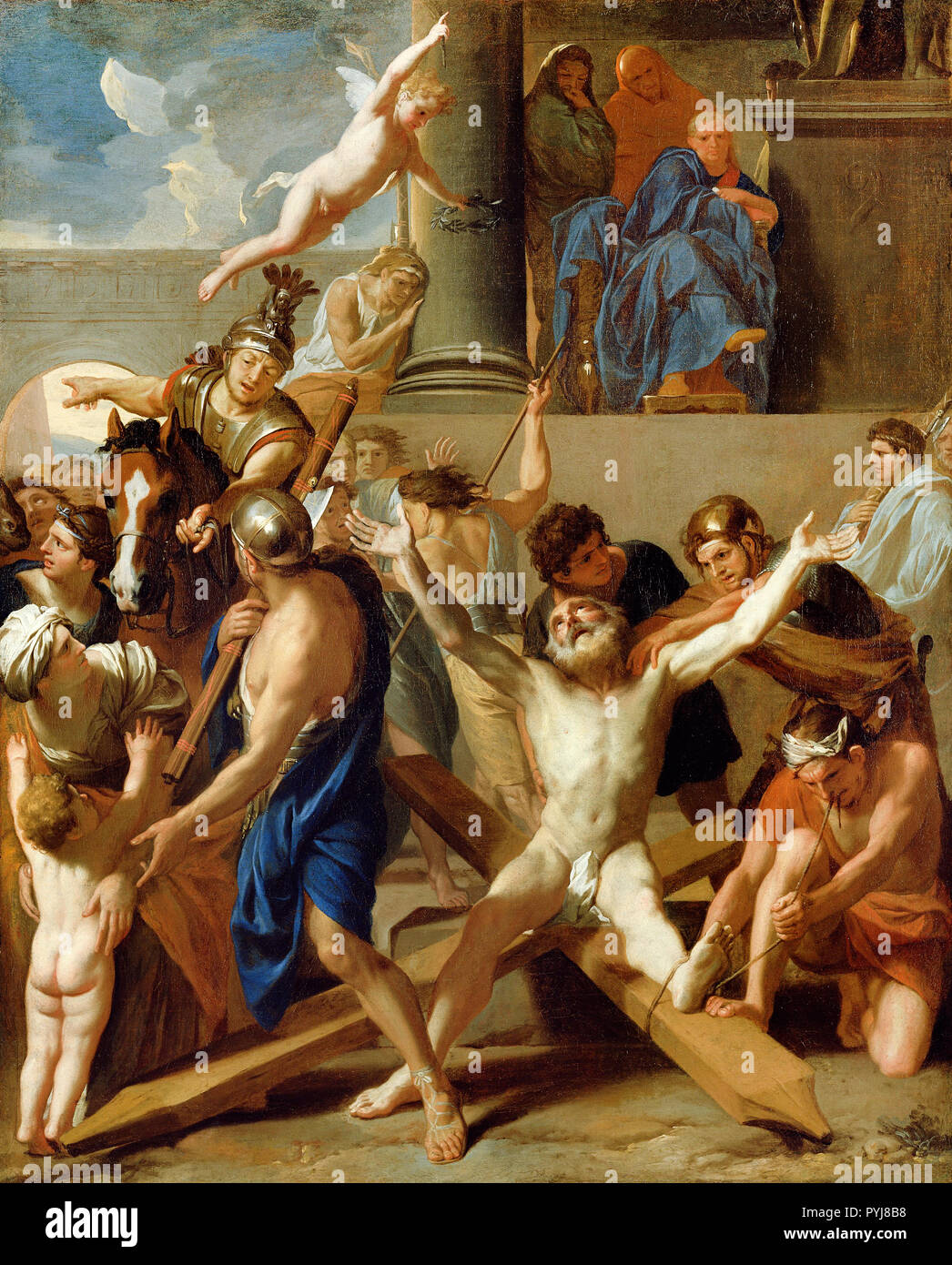 Charles Le Brun, The Martyrdom of St. Andrew, Circa 1646-1647 Oil on canvas, The J. Paul Getty Museum, Los Angeles, USA. Stock Photo