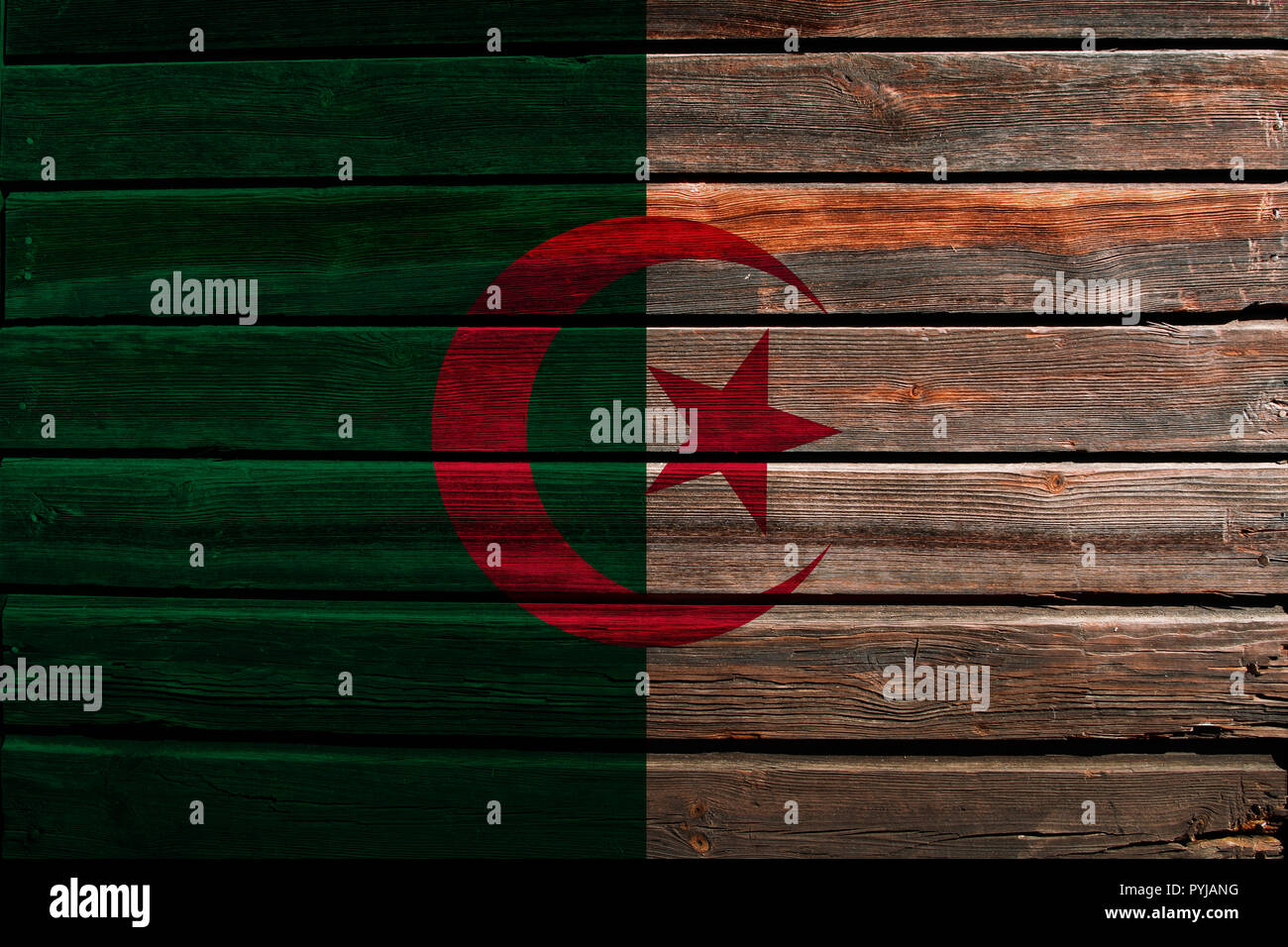 Flag of Algeria on a wood wall background Stock Photo - Alamy