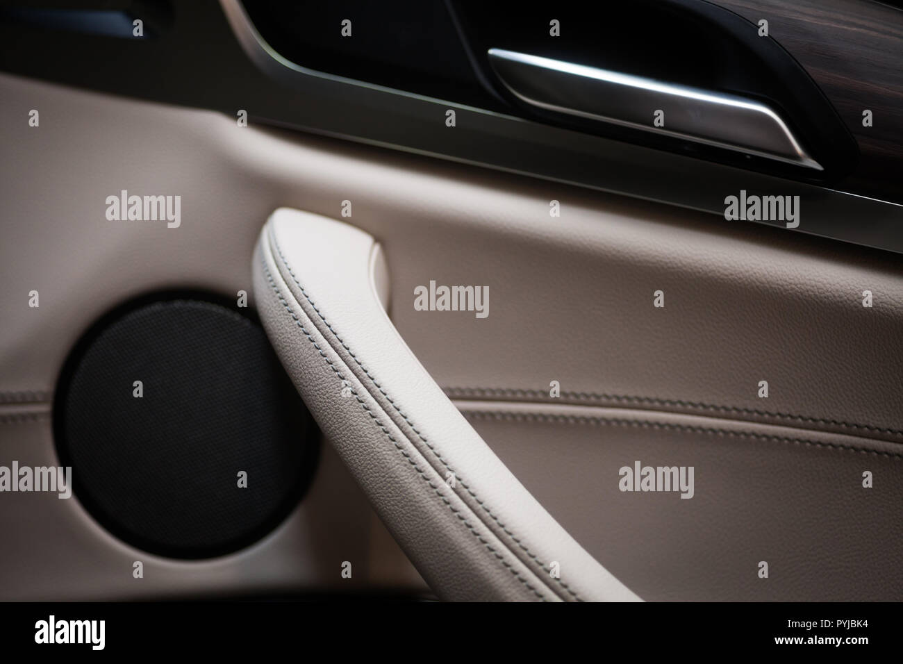 Close Up Shot Of A Car S Door Opener And Speaker Stock Photo