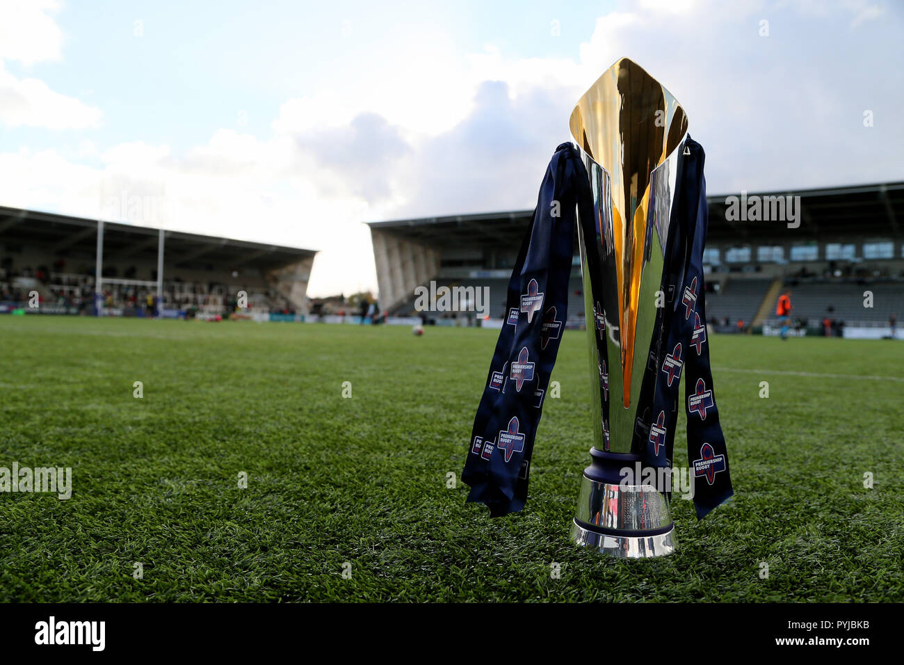 Premiership Rugby Cup on display before the Premiership Rugby Cup match at Kingston Park, Newcastle. Stock Photo