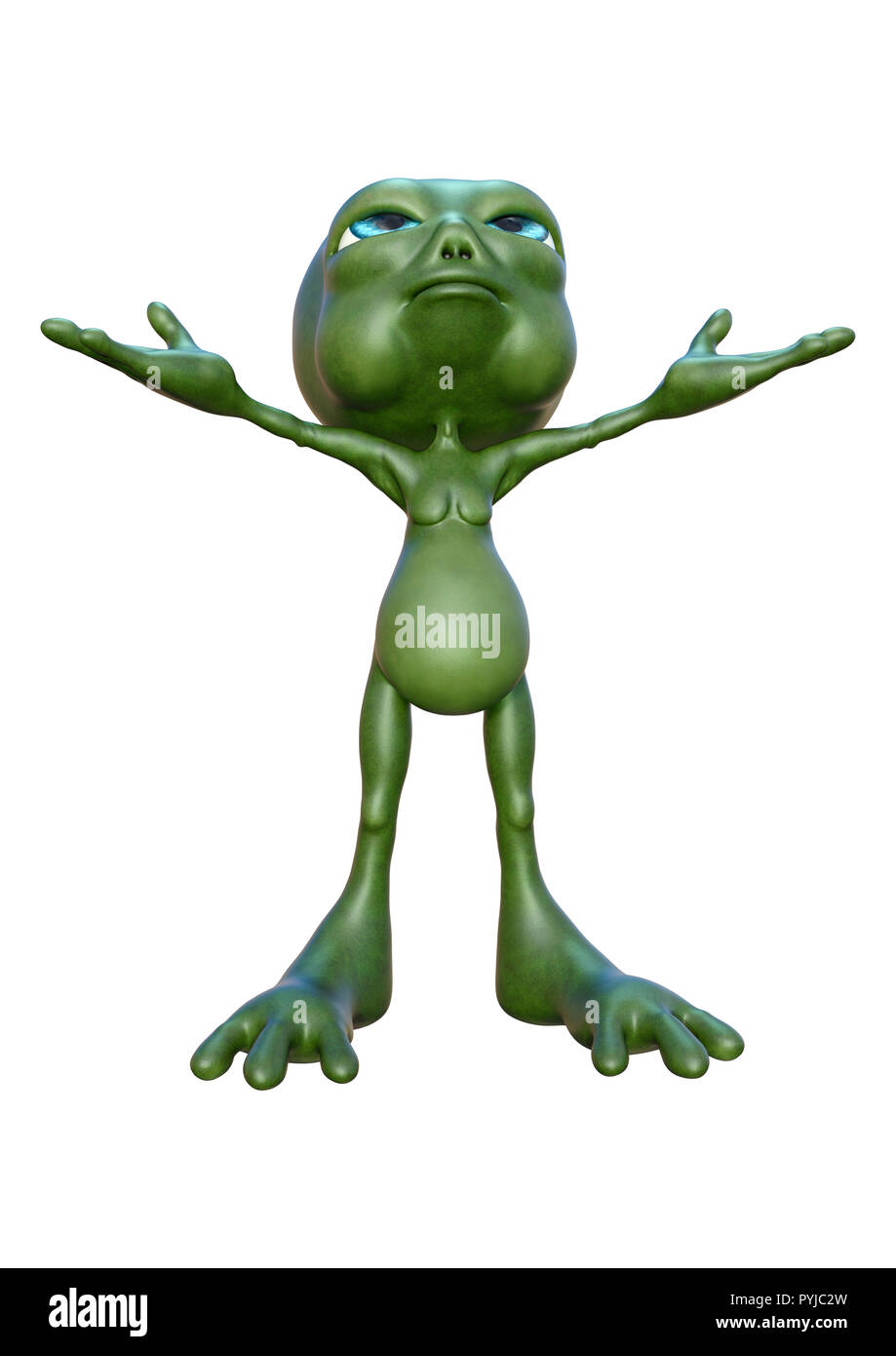 3D rendering of a green alien isolated on white background Stock Photo -  Alamy, image size:919x1390