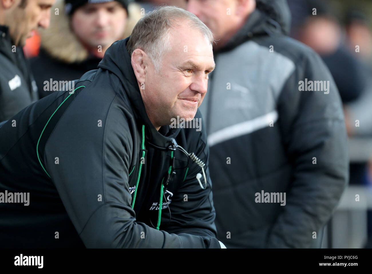 Dean Richards, Newcastle Falcons Director of Rugby during the Premiership Rugby Cup match at Kingston Park, Newcastle. Stock Photo